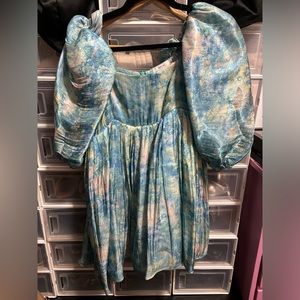 Silk watercolor baby doll dress 🩵💙